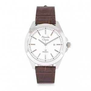 Alexandre Christie AC 1015 Silver White Lady Brown Leather LDLSSSLBO
